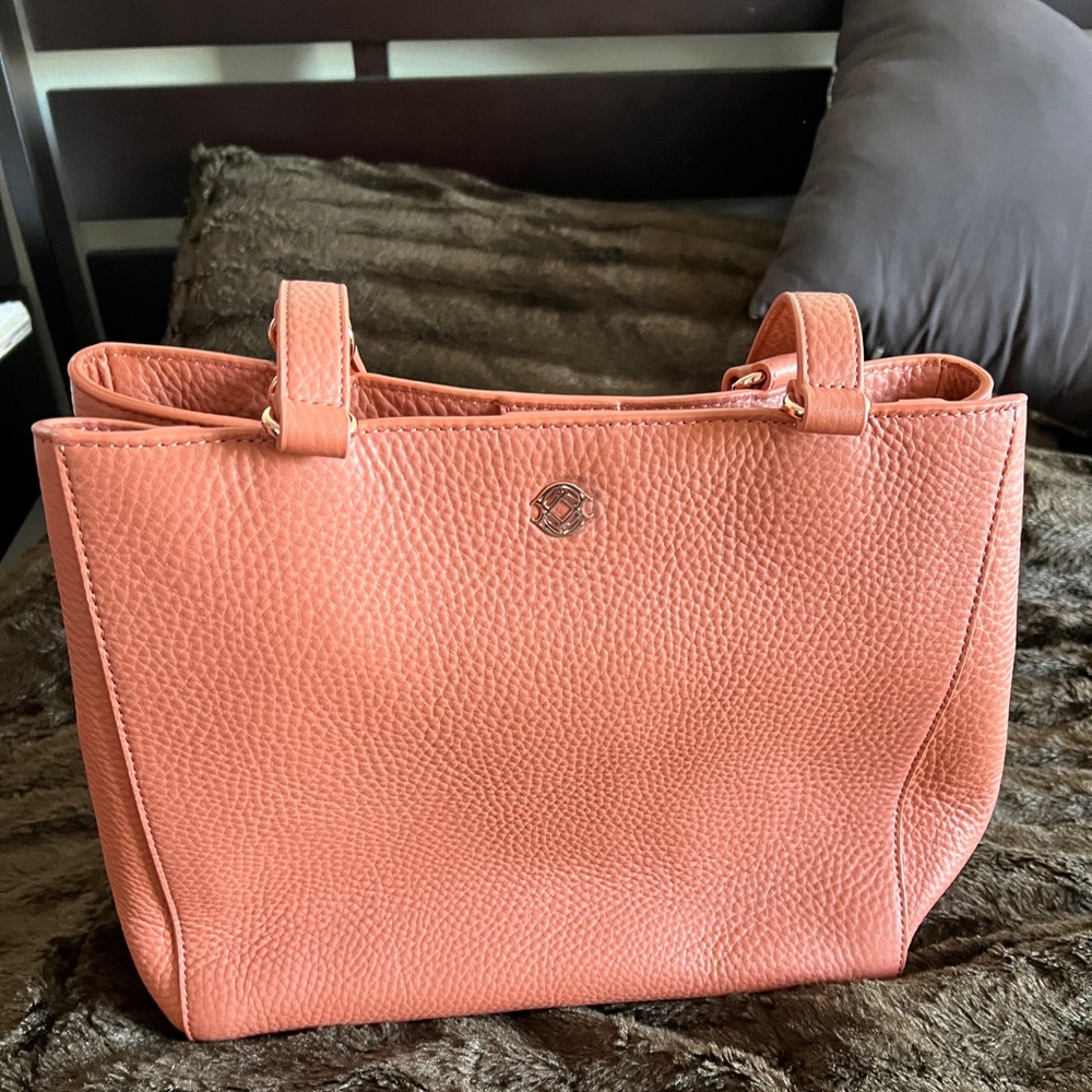 Dagne Dover orange leather tote
